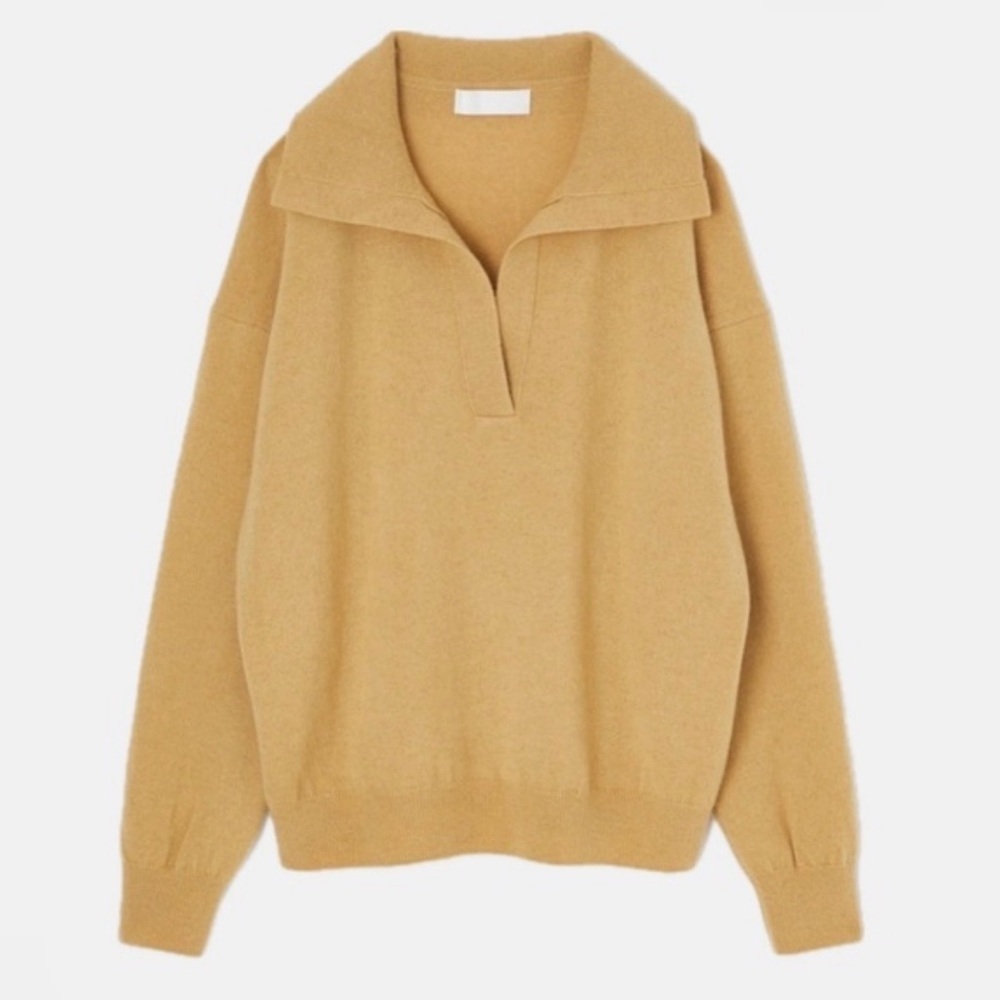 Moussy Vintage Golden Tan Cashmere Blend collared Polo Sweater
